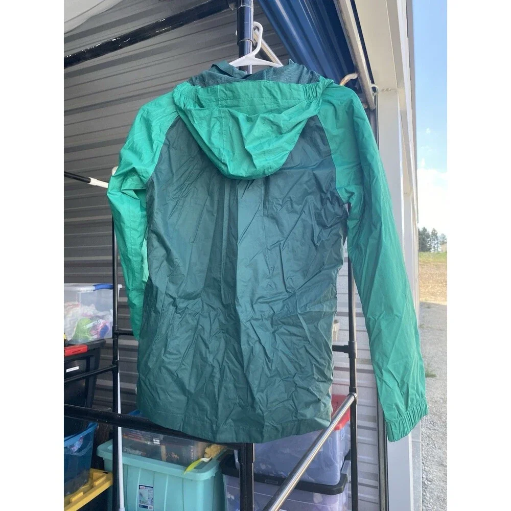Mountain Warehouse Kids Waterproof Rain Jacket 13 Yrs Green Nylon Ripstop Coat